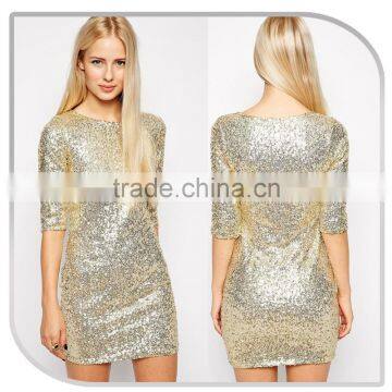 A SOS Mid Sleeve All Over Sequin New Fashion Elegant Christmas Party Dress photo-2