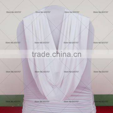 Newly Design High Quality Lycra Spandex Ruched Ruffled Chair Cover With Vanlance at Back for Wedding Party Decor photo-4