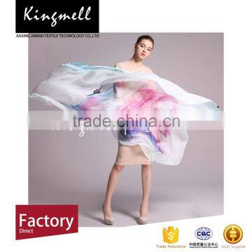 Custom design digital print fashion silk scarf with crepe textile fabric