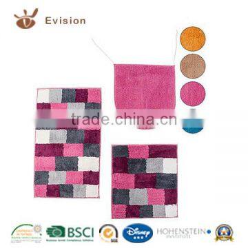 2016 New Coral Fleece Bathmat With All-over Square Design