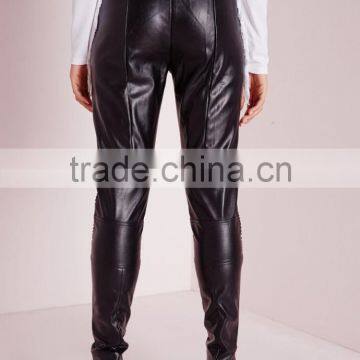 New Design Black Faux Leather Biker Pants Cheap Price photo-4
