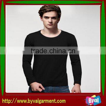 Hotsale Cotton Black Mens Skin Tight O Neck Blank Long Sleeve T-shirt