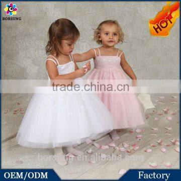 2015 Sleeveless Organza Flower Infant Girls Party Dresses In Summer White & Pink Fashion Cute Baby Girls Dresses