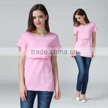Wild Short Sleeve Nursing Clothes Small Fresh Breastfeeding Clothing Cotton Maternity Mother Outdoor Tops photo-5