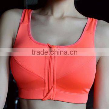 Hot sale and high quality No rims sports bra shockproof professional running intensive training underwear bra with front zipper