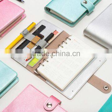 Metallic Color A6 Loose-leaf Planner Customizable Notebook Fashion Daily Notebook PU Cover With Metal Clip/clasp /pen Holder photo-2