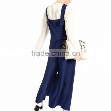 Wholesale OEM Pleated Wide-Leg Casual Women Overalls Jumpsuit photo-3