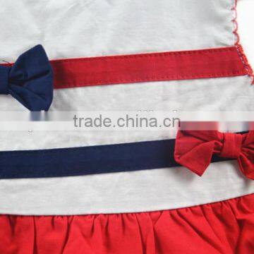 Latest Baby Cotton Frocks Designs Sleevess Tiered Bow Kids Dress photo-4