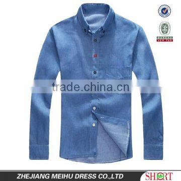 European American style Light blue 100% Organic cotton Denim Retro Cowboy shirt for men with S,M,L,XL,XXL