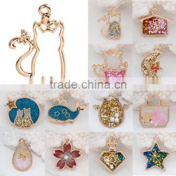 Custom Pattern Cat Animal Gold Plated Open Back Bezel Pendants For Resin DIY