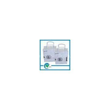Customized white kraft paper carrier bags printed with flat paper handle for food package