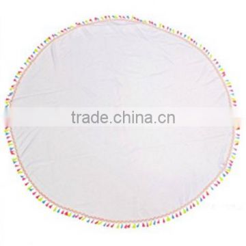 Circular Plain Solid White Print Round Beach Wrap beach towel