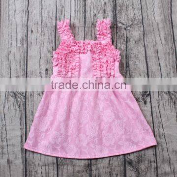 2017 hot sale pink color thick straps dress with ruffle baby girls dress sequin baby girls summer dress