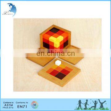 Preschool Wooden Educational Montessori Material EN71 Mathematic Toy Arithmetic Trinomial Cube