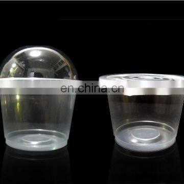 Disposable plastic cup spoon with lid 300ml belt jelly pudding yogurt tea cup