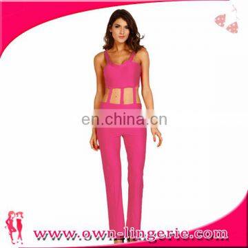 Sexy Rompers Light Blue Women Sexy Deep V-neck Jumpsuits Newest Style Jumpsuit photo-3