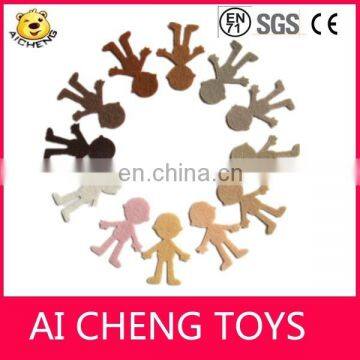 Cheap lovely human shape felt doll with various color