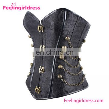 Floral Steel Bone Sexy Lingerie Gothic Fashion Corset Steampunk with Chain