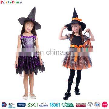 Hot selling little girl witch spider web party costume suppliers wholesale kids halloween costume