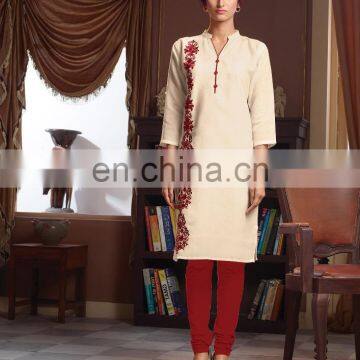 cream colored kurti.