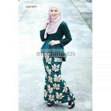 High Quality Women Muslim Dress Fashion Printed Design Elegant Baju Kurung Peplum photo-2
