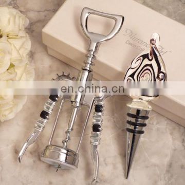 Murano Art Deco Bottle Stopper and Opener Set