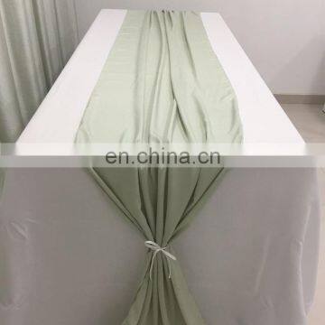 TR041#102 Silk Crepe de Chine Fabric Green Table Runner Wedding photo-5