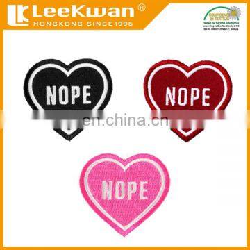 Embroidery Iron-on Nope Heart Patch,Custom Design Iron-on Nope Heart Badge Appliques