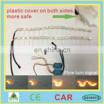 2017 HOT 60cm crystal extendable led flexible drl with flow turn signal 16leds white amber car daytime running light headlight