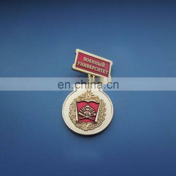 Promotional golden double-sided 3D embossed Russian national emblem design metal lapel pin