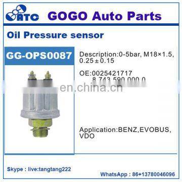 0-5Bar M18*1.5 0.25+-0.15 Oil Pressure Sensor for Mercedes EVOBUS VDO OEM 0025421717 8.743.590.000.0 34/4C