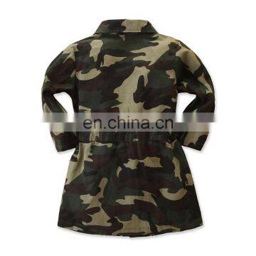 Kids Baby Girls Camo Coats Autumn Fashion Long Sleeve Lapel Trench Camouflage Jackets Girl Long Coat Outerwear photo-2