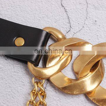 TWOTWINSTYLE Casual Chain Hit Color Patchwork PU Leather Elegant Women Girdles photo-6