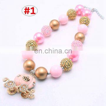 Halloween Kid Chunky Necklace With Pumpkin Carriage Girl Candy Bubble Beads Necklace photo-4