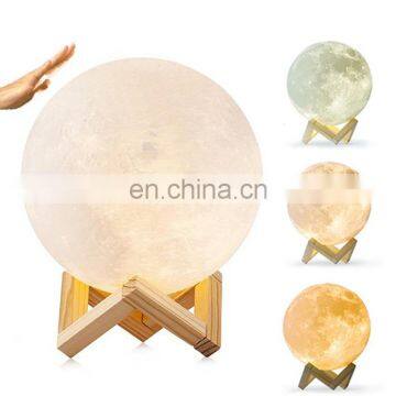 Creative Gift Decoration 3d Moon Light Rechargeable Night Light 3 Colors Touch Control Lamp Lights photo-3
