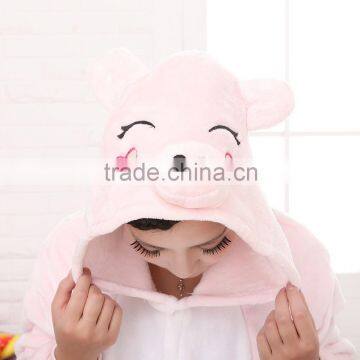 2015 Walsonstyles Cheapest Winter animal Onesie pajamas jumpsuit flannel adult jummp pink pig pajama