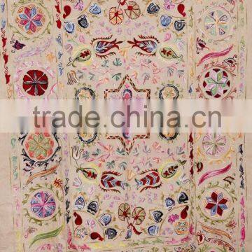 Beautiful Modern Hand Embroidered Suzani Bedspread Twin Size Suzani Vintage Table Cover