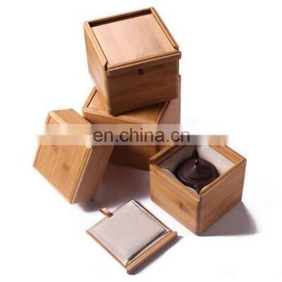 custom engraving logo slide lid gift packaging bamboo square wooden box