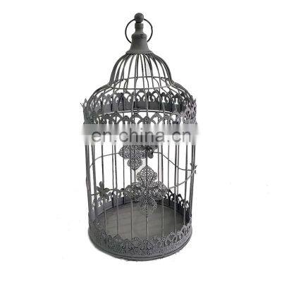 Home Metal Birdcage Candle Holder hanging Candle Lantern with Flower Design Decoration