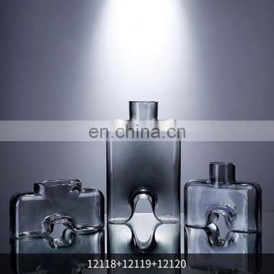 Luxury European Style Custom Crystal Blown Flower Vase Home Decoration Living Room Clear Glass Creative Set photo-3
