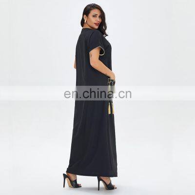 Summer Ladies Short Sleeve Long Skirt Robe Muslim Middle East Dubai Dress Dress Women photo-4