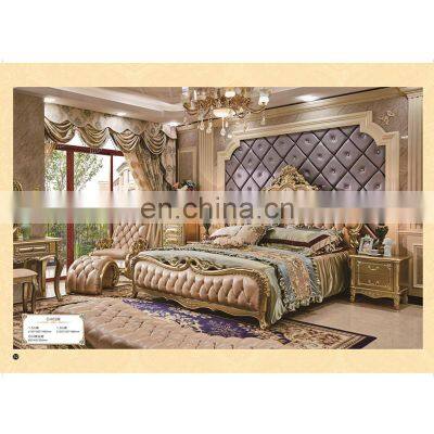 Hot Selling Designs King&Queen Size Classical Bedroom Furniture Solid Wood Double Beds Sets Customized