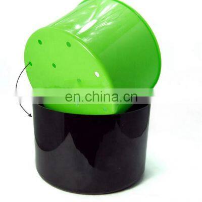 Round Plastic Wine Ice Bucket Big Capacity Customized Ice Bucket with Strainer and Lid