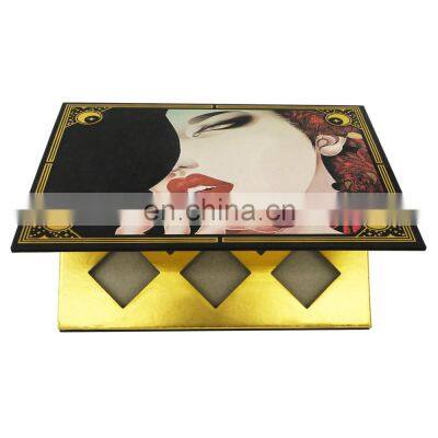 Custom Sample Rectangle Quad Steel Container Packaging With Mirror Gold Magnetic Palette Eyeshadow