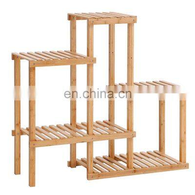 Bamboo Flower Plant Display Rack Shelves