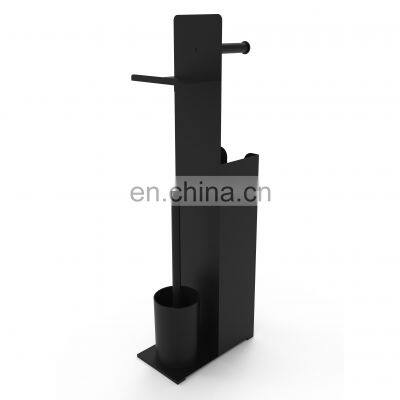 New design iron powder coating toilet roll paper holder with toilet brush