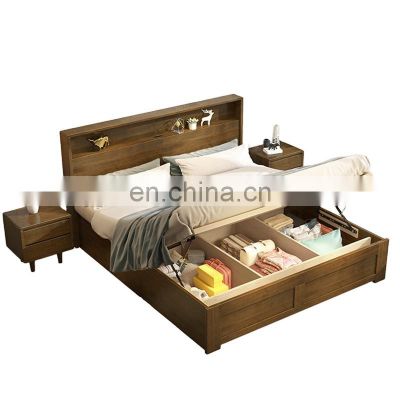 Wholesale Factory Price Wooden Furniture Bed Designs Double Solid wood bed designs