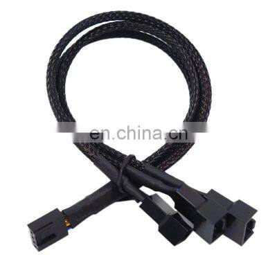 Black 4 Pin Pwm Fan Cable 1 To 2/3/4 Ways Splitter Black Sleeved 27cm Extension Cable Connector PWM Extension Cables photo-5