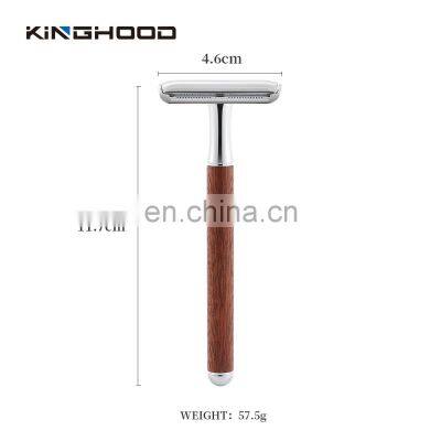 Mans Reusable Wooden Handle Eco-friendly Metal Safety Shaving Razor photo-4