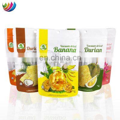 Custom Logo Printed Vacuum Dried Snack Food Bagging Potato Chips Packing Bag Aluminum Foil Silver Zipper Stand Up Pouch